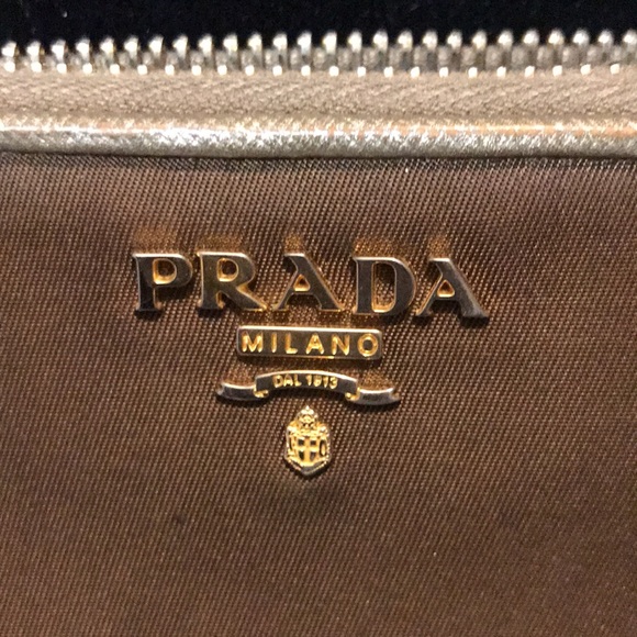 Prada wallet brown with gold trim. - Picture 2 of 8